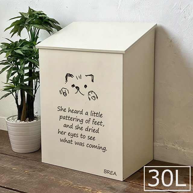 【30L】 フタ付きダストボックス 犬猫シリーズ　BREA-1595-WH-AN