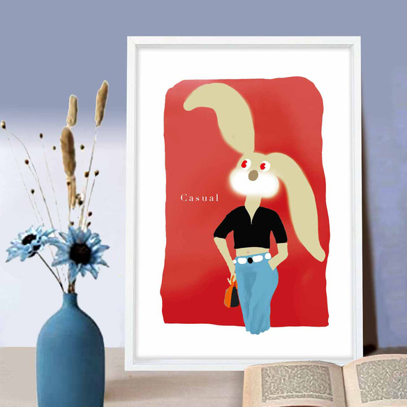 Casual　ウサギ　イラスト　ポスター　A4 A3 A2 A1　アートポスター　（アート　sei　新着順）検索1495 3枚目の画像