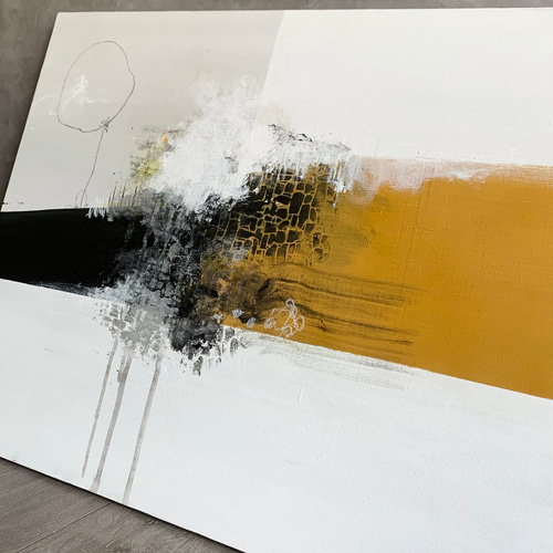 高い素材 現代アート 65×53㎝ 大きめ モダン 絵画 原画 抽象画 アート