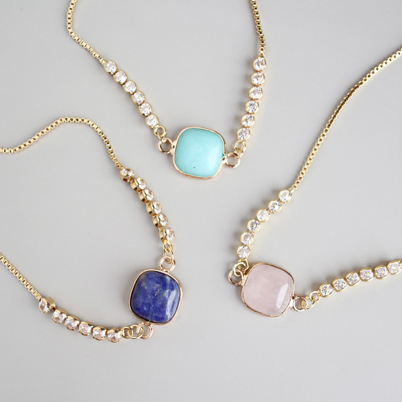 種類選べる】天然石ブレスレット/スライドボール/ジルコニア/結婚式