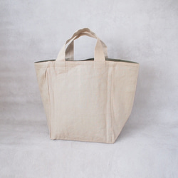 【訳あり品】Linen vintage washed tote・ヴィンテージワッシャー加工 トート・ベージュ 1枚目の画像