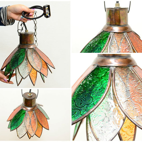 アンティーク調 薔薇柄 ティファニー ペンダントランプ【LED電球】天井