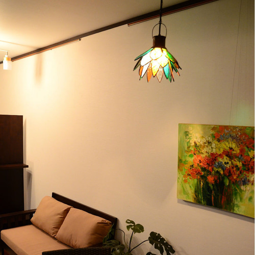 LED電球標準 吊り下げライト 照明器具 ガラス×真鍮 アンティーク調