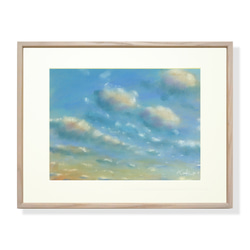 内灘砂丘・夕焼け（パステル画・マット紙付き） 絵画 パステル画