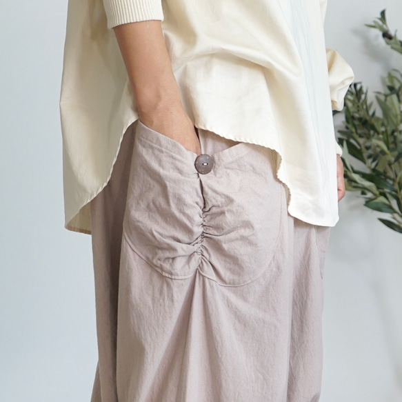 ハマーサルエルパンツ/ピンクベージュ/三河織物 また