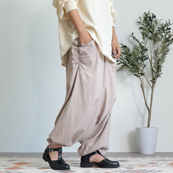 ハマーサルエルパンツ/ピンクベージュ/三河織物 また