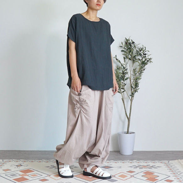 ハマーサルエルパンツ/ピンクベージュ/三河織物 また