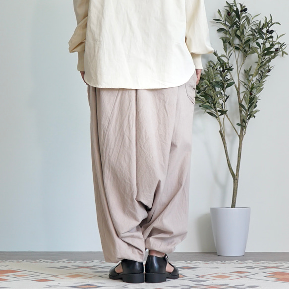 Hammer 薩魯埃爾褲子/粉米色/Mikawa Textile 第4張的照片