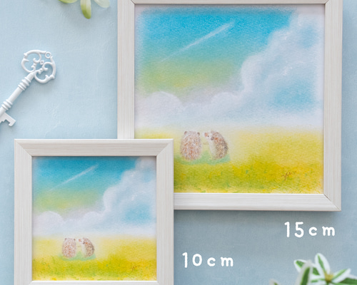 送料無料｜【複製画】「はりねずみさんと優しいお空」 パステルアート