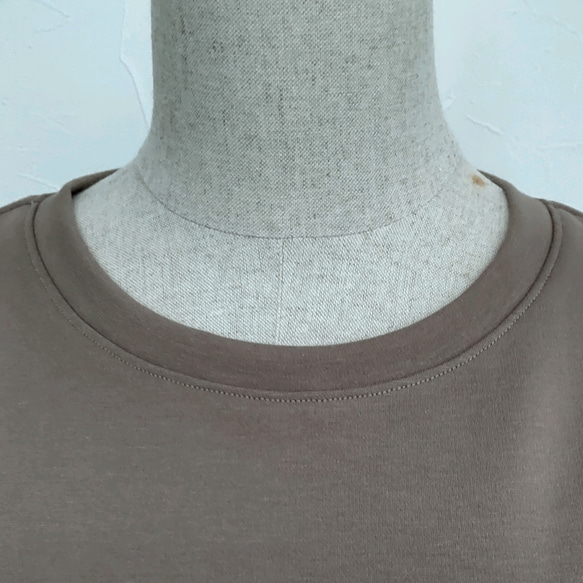 サイズ別　綿ニットのカットソー　半袖～5分袖　モカ 7枚目の画像
