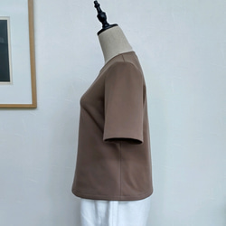 サイズ別　綿ニットのカットソー　半袖～5分袖　モカ 6枚目の画像