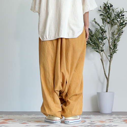 BEARDSLEY  オレンジ リネン混 フレアサルエルパンツ BEARDSLEY - BEARDSLEY オレンジ リネン混 フレアサルエルパンツ
