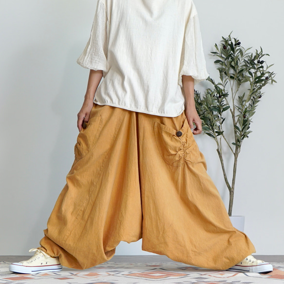 Hamasaru 褲子/橘色/三河紡織 第6張的照片