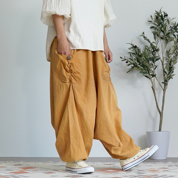 Hamasaru 褲子/橘色/三河紡織 第3張的照片
