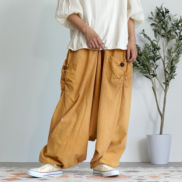 Hamasaru 褲子/橘色/三河紡織 第1張的照片