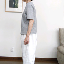 サイズ別　綿ニットのカットソー　半袖～5分袖　杢グレー 3枚目の画像