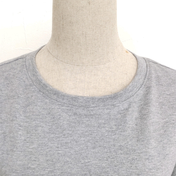 サイズ別　綿ニットのカットソー　半袖～5分袖　杢グレー 7枚目の画像