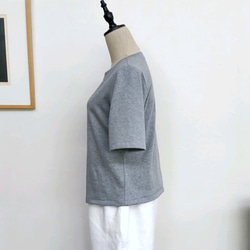 サイズ別　綿ニットのカットソー　半袖～5分袖　杢グレー 6枚目の画像