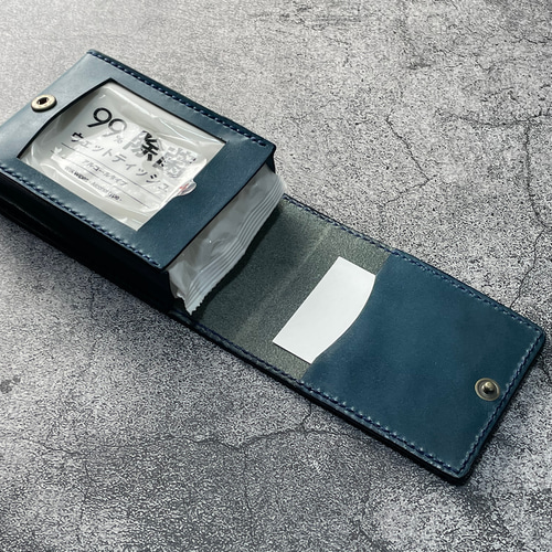 手縫】アンティークブルー本革ウエットティッシュケース（又は2個