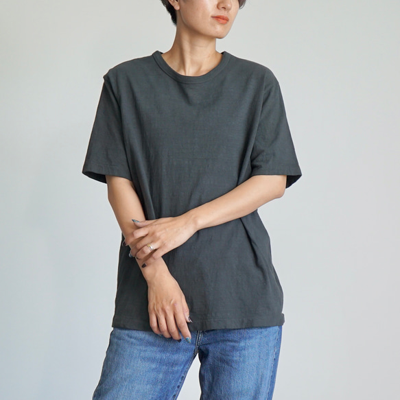 吊り編みスラブTシャツ/ブラック/和歌山県産 ニット編生地 T
