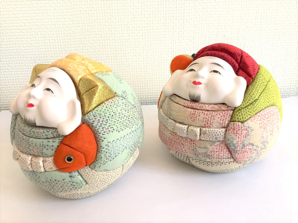 塩沢織木目込人形　縁起人形　二福神                                     ◎サイズ(本体)恵比寿：高さ１０.５ｃｍ　　奥行１２　 OC1794922382(13750円)