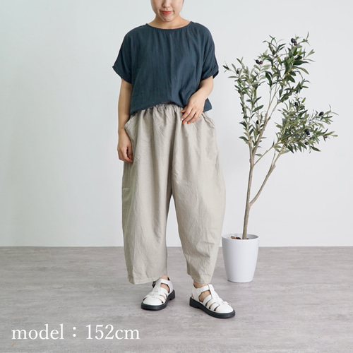 バルーンパンツ8分丈/カーキ/三河織物 キュロット・ワイドパンツ バルーンパンツ8分丈/カーキ/三河織物 キュロット・ワイドパンツ
