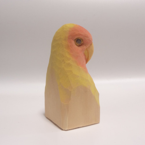 木彫刻『 コザクラインコ 』 鳥 彫刻 佐藤史隆 通販 16022554｜Creema