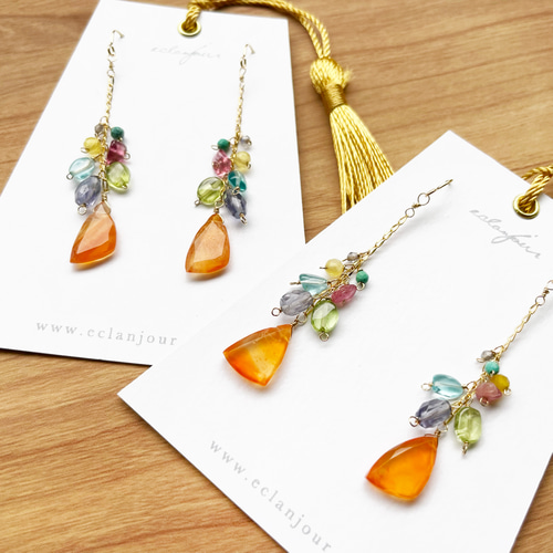 14kgf／シチリアオレンジのカラフルピアス＆イヤリング【eclanjour