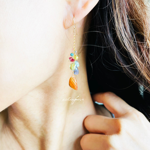 14kgf／シチリアオレンジのカラフルピアス＆イヤリング【eclanjour