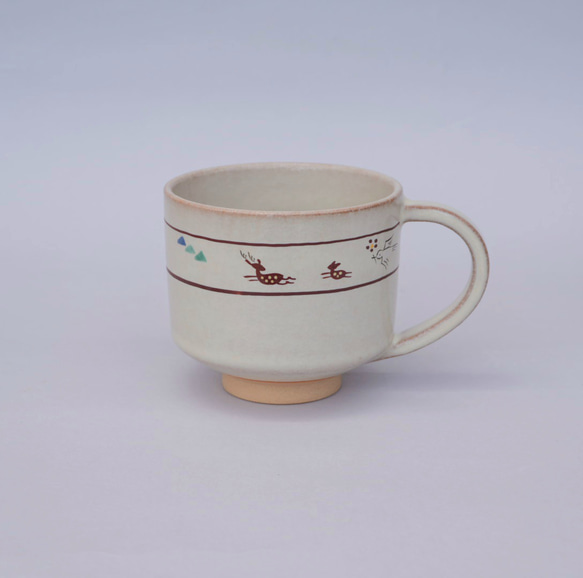 赤膚焼 「奈良絵 コーヒーカップ」 ティーカップ 赤膚焼 大塩