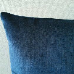 [ラスト１] スペイン製 ネイビーブルー 無地 クッションカバー 45×45㎝ ファスナー付 [青、ブルー] 2枚目の画像