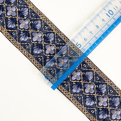 [ 315 ] ブルー 花柄 ボックス 幅:5cm  インド刺繍 リボン 5枚目の画像