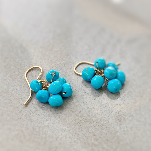 天然石☆鮮やかブルー☆シーセディメントジャスパーのピアス14kgf 天然石☆鮮やかブルー☆シーセディメントジャスパーのピアス14kgf