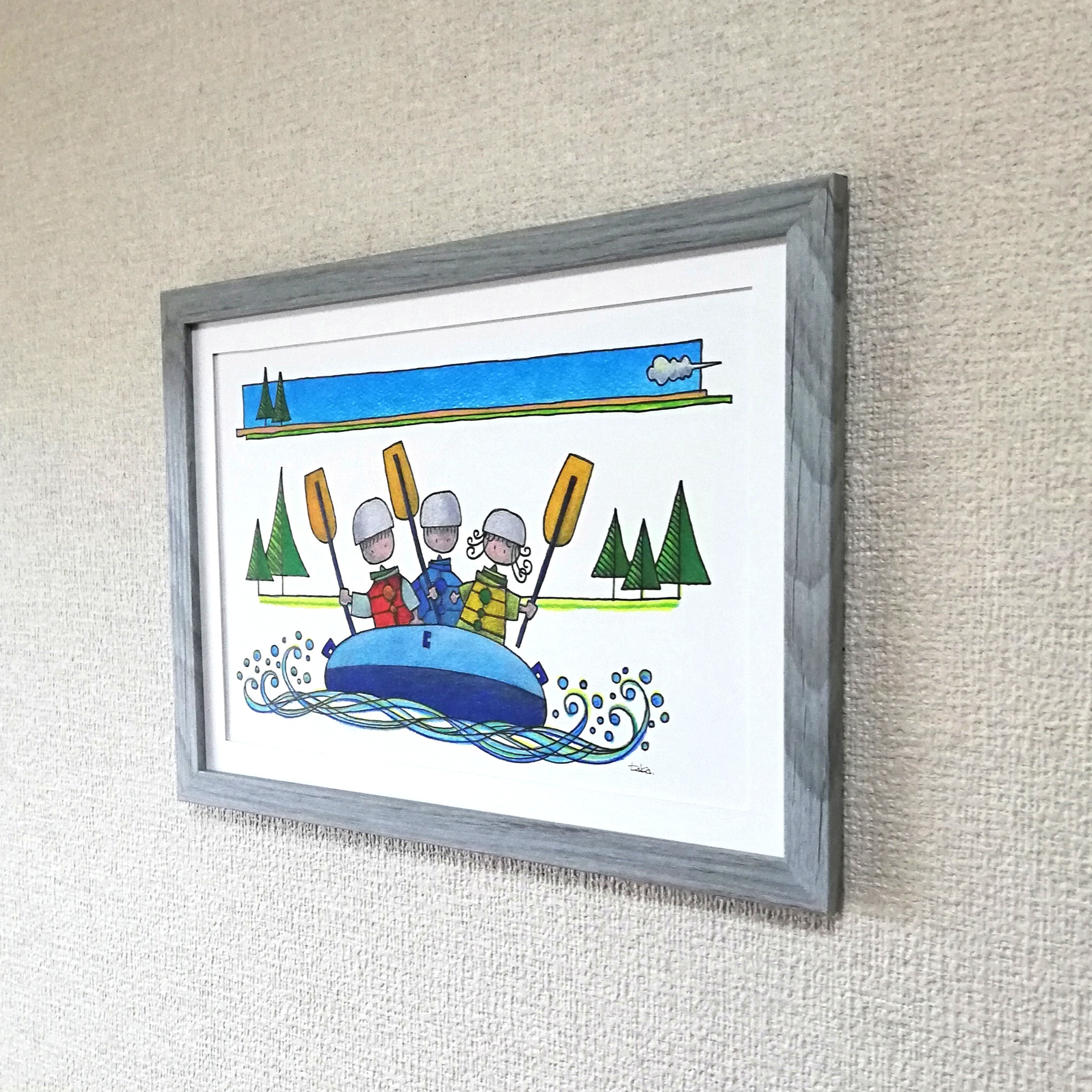 川下り　イラスト原画