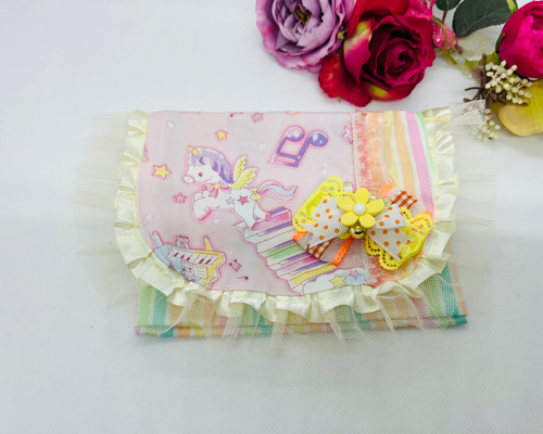 ユニコーンの移動ポケット ゆめかわいい移動ポケット フリルリボンつき