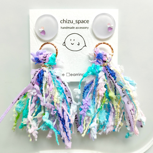 取引中　2way*ペールカラーとラベンダーのタッセルのピアス/イヤリング 2way*ペールカラーとラベンダーのタッセルのピアス/イヤリング ピアス