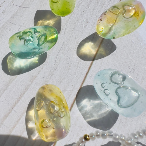 ネイル バブルネイル ハートと星の泡ネイル ショート ネイルチップ  