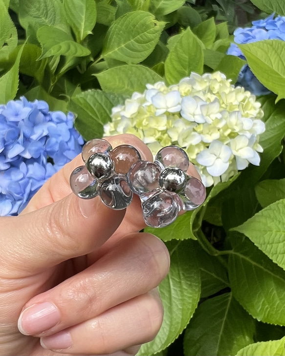 bubble flower　あじさいモチーフ　ピアス　イヤリング　金属アレルギー対応 4枚目の画像