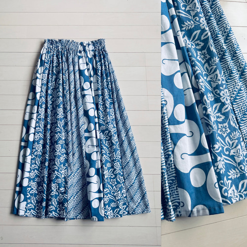 即納♪送料無料！インドネシアバティックのパッチワークスカート