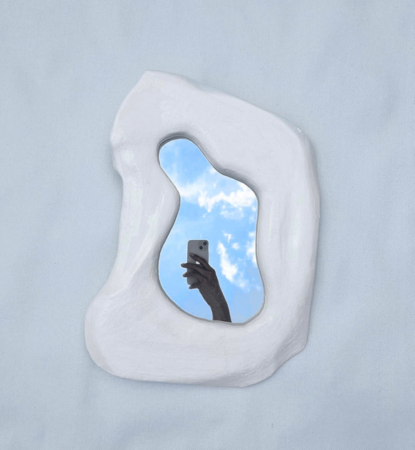 mirror 】ミラー 鏡 ホワイトインテリア 白い絵 オブジェ アート