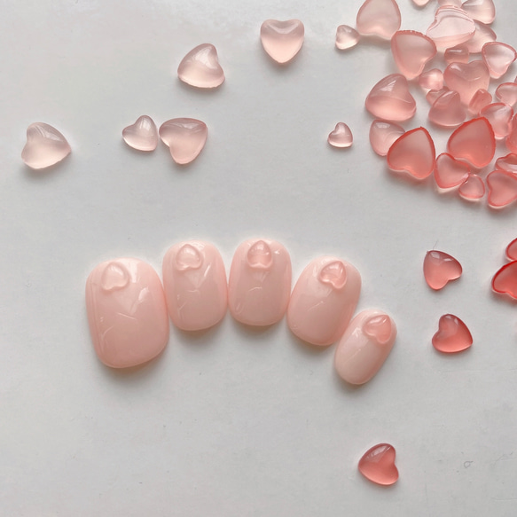 お急ぎ便A♡ ネイルチップ オレンジネイル チェック柄 シンプル 量産型 ハート ♡オーダーネイル♡チェック×編み上げりぼん×ティアラ×馬車