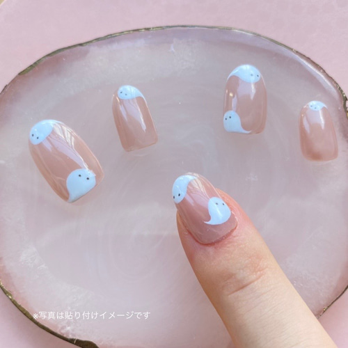 おばけネイル ハロウィン / 秋 スキンカラー ちゅるん おばけ 手書き  