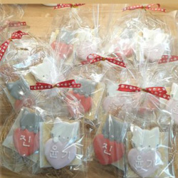 【ノベルティ　ウェディング　プチギフトに】ねこちゃんハートのアイシングクッキー 10枚目の画像