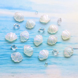 オリジナル新作★ 11mm貝殻のアセテートパーツ　パールホワイト×レインボーグラデーション 8枚目の画像
