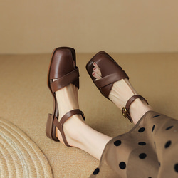 女式真皮鞋通勤步行夏季鞋涼鞋高跟鞋 22cm-25cm #730⭐免運費⭐ 第3張的照片