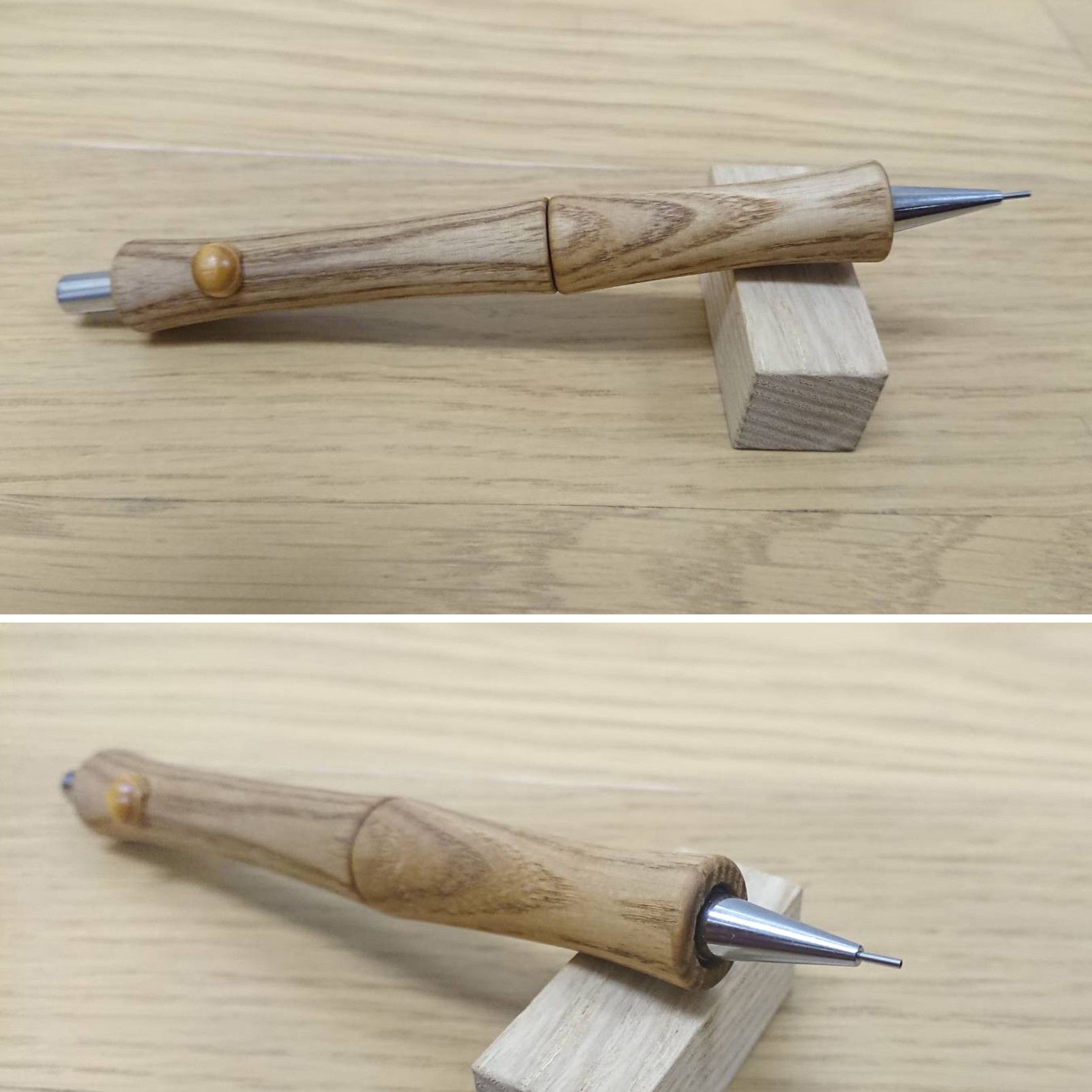 【佐藤】完成しました。ペンボックス付き　木軸　手作り　木のシャープペンシル