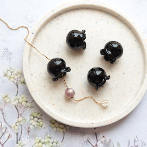 16mm ガラス鈴 ガラス鈴蘭 ガラス風鈴 ブラック その他素材 handmade