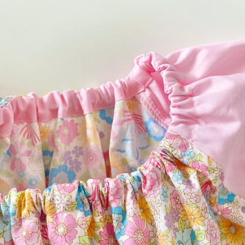 女の子 スモック 110 花柄 小花 ピンク フリル 【公式通販】