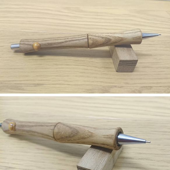 木軸シャープペンシル STA-オーク T-2 （茶色系） □先端改短切
