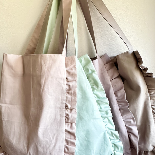 16⁂ フリルバッグL（くすみピンク）ワンショルダー ショルダーバッグ  